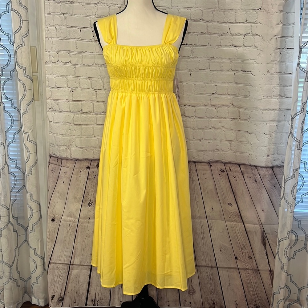 NANETTE LEPORE Yellow Glimmer Sleeveless Midi Dress